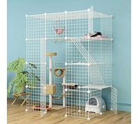 Large Indoor Cat Cage - Sturdy Metal Pet Kennel with Detachable Design, Ideal for 2-5 Cats, Easy to Clean, Perfect for Outdoor Enclosure and Exercise