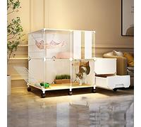 Large Indoor Cat Cage With Litter Box, Mobile Cat Cage With Universal Wheels, HD Clear Fence And Sturdy Metal Grid, A Great Helper For Pet Management And Activities