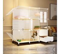 Large Indoor Cat Cage With Litter Box, Mobile Cat Cage With Universal Wheels, HD Clear Fence And Sturdy Metal Grid, A Great Helper For Pet Management And Activities