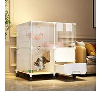 Large Indoor Cat Cage With Litter Box, Mobile Cat Cage With Universal Wheels, HD Clear Fence And Sturdy Metal Grid, A Great Helper For Pet Management And Activities