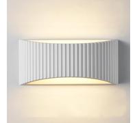 Large Indoor Modern Wall Light, Up and Down Ceramic Art Deco with Wave Pattern White Shade, G9 Bulb Cap (Bulb NOT Included), Ideal for Living Room, Kitchen, Bedroom, Hallway, Hotel, B&B