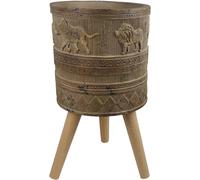 55cm x 29cm Jungle Planter with Legs Embossed Lion Elephant Large