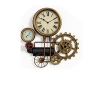 Large Industrial Pipe Clock 53cm X 48cm Melody Maison Gold One Size