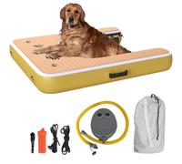 Large Inflatable Dog Boat Ramp - Safe and Easy Access for Dogs up to 180 lbs - Floating Ramp Ladder for Pools, Boats & Docks - Non-Slip EVA Foam Dog Platform, High Visibility, Military-Grade PVC