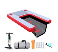 Large Inflatable Dog Ramp for Water, Supports Up To 130 Pounds, Includes Traction Rope and Manual Pump, Portable Solution for Pets
