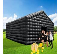 Large Inflatable Nightclub Cube Tent, Portable Air Cube Tent, Black Square Gazebo Event Room Marquee for Night Club Exhibition Wedding Business Use