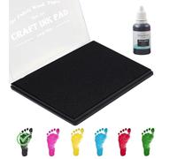 Large Ink Pad, 5x4'' Washable Stamp Ink Pad for Kids+Premium Refill Ink (Black)