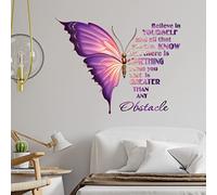 Large Inspirational Butterfly Wall Decals Stickers, Motivational Saying Positive Peel and Stick Wall Art Decals for Women Girls Bedroom Living Room Office Wall Decor (Colorful)
