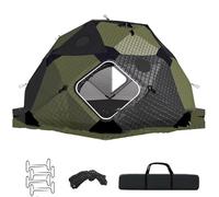 Large Insulated Ice Fishing Shelter With Stove Jack, 420D Hexagon Pop-Up Tent, Includes Ice Anchors & Windproof Ropes ，Thermal Winter Ice House(Green)