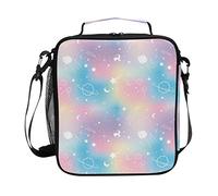 FFY Go Large Insulated Lunch Bag for Girls Unicorn Rainbow Planet Tote Bag Cooler Bag with Shoulder Strap for Kids Teens School Work