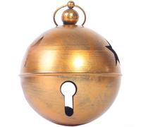 Large Iron Christmas Bell Red Brass Ornament For Tree Home Decor 20Cm | Rustic Metal Finish, Lightweight Yet Sturdy, For Tree Mantel Shelf, Indoor Outdoor Holiday Display(Brass Color)