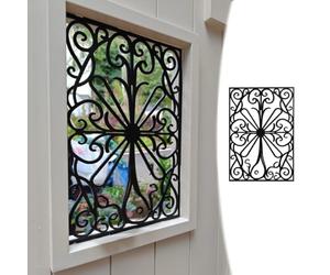 Large Iron Floral Pattern Window Protection Bar, Vintage Heavy Duty Security Window Grill, Integrated Theft Prevent Security Bars for Home(W90xH110cm/36x44in)