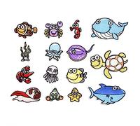 Large Iron on Patches 15PCS Embroidered Cloth Patch Embroidered Flower Badge DIY Whale Seahorse Octopus Clothing Decoration Patch Patch Hole Repair