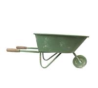 Large Iron Wheelbarrow Plant Pot Featuring a Shabby Chic Green Finish