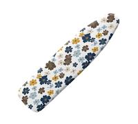 Large Ironing Board Covers 150 X 50 Blue Dark Brown Flowers Scorch Resistant With Thick Felt Padding Elasticated Edge ,Polyester Cotton Non Slip Design For Smooth & Efficient Ironing At Home