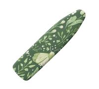 Large Ironing Board Covers 150 X 50 Green Plants Scorch Resistant With Thick Felt Padding Elasticated Edge ,Polyester Cotton Non Slip Design For Smooth & Efficient Ironing At Home
