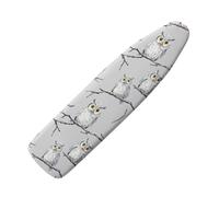 Large Ironing Board Covers 150 X 50 Grey Owl Scorch Resistant With Thick Felt Padding Elasticated Edge ,Polyester Cotton Non Slip Design For Smooth & Efficient Ironing At Home