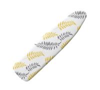 Large Ironing Board Covers 150 X 50 Grey Yellow Leaves White Scorch Resistant With Thick Felt Padding Elasticated Edge ,Polyester Cotton Non Slip Design For Smooth & Efficient Ironing At Home