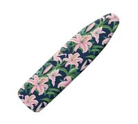 Large Ironing Board Covers 150 X 50 Pink Green Flowers Scorch Resistant With Thick Felt Padding Elasticated Edge ,Polyester Cotton Non Slip Design For Smooth & Efficient Ironing At Home