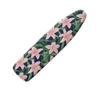 Large Ironing Board Covers 150 X 50 Pink Lily Flower Green Scorch Resistant With Thick Felt Padding Elasticated Edge ,Polyester Cotton Non Slip Design For Smooth & Efficient Ironing At Home