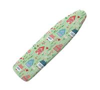Large Ironing Board Covers 150 X 50 Red Blue Houses Scorch Resistant With Thick Felt Padding Elasticated Edge ,Polyester Cotton Non Slip Design For Smooth & Efficient Ironing At Home