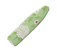 Large Ironing Board Covers 150 X 50 White Flower Green Scorch Resistant With Thick Felt Padding Elasticated Edge ,Polyester Cotton Non Slip Design For Smooth & Efficient Ironing At Home