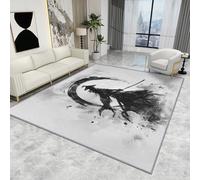 Large Japanese Rug - Samurai Rug - Warrior Ink Art Rugs, Zen Oriental Asian Carpet, Washable Rug Non Slip Low Pile Soft Small Area Rugs, Samurai Home Decor Gifts, 60 X 90 cm