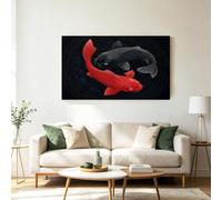 Large Japanese Ukiyo-E Oriental Canvas Wall Art for Living Room, Animals Fish Framed Canvas Wall Decor Pictures, 120 x 60 cm Painting Artwork for Bedroom Living Room Garden Hallway Office Gallery