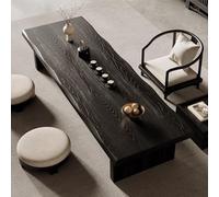Large Japanese Wooden Low Coffee Table for Floor Seating 5CM Thick Desktop Ideal for Living Room Tea & Dining Walnut Finish 100x50x35CM (39.4x19.7x13.8IN)
