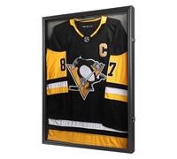 Large Jersey Frame Display Case, 26x37 Lockable Shadow Box Sports Jersey Frame with UV Protection Acrylic and Metal Hanger for Baseball Basketball Football Soccer Hockey XXL Shirt, Linen Black