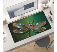 Large Jewel Dragonfly Desk Mat 24x12 Inch Waterproof Non-Slip Rubber Desk Pad for Office Home Gaming Remote Work Foldable Portable Mousepad for Keyboard Laptop Desktop Accessories