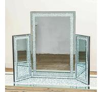 LARGE JEWEL WALL MIRROR LOOSE DIAMANTE NEW CRYSTAL SQUARE DECOR MIRROR 3 PART DRESSING MIRROR GIFT