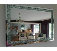 LARGE JEWEL WALL MIRROR LOOSE DIAMANTE NEW CRYSTAL SQUARE DECOR MIRROR GIFT 120CM x 80CM