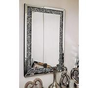 LARGE JEWEL WALL MIRROR LOOSE DIAMANTE NEW CRYSTAL SQUARE DECOR MIRROR GIFT 90CM x 65CM