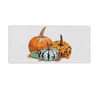 Large Keyboard Mouse Pad for Desk, Autumn Pumpkin Rustic Fall Thanksgiving Stitched Edges Mouse Mat Desk Pad 35.5 x 16 in Mouse Pads for Computer Laptop Office Decor