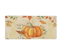 Large Keyboard Mouse Pad for Desk, Autumn Pumpkins Fall Leaves Thanksgiving Day Stitched Edges Mouse Mat Desk Pad 35.5 x 16 in Mouse Pads for Computer Laptop Office Decor