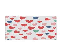 Large Keyboard Mouse Pad for Desk, Colorful Cute Love Hearts Stitched Edges Mouse Mat Desk Pad 35.5 x 16 in Mouse Pads for Computer Laptop Office Decor