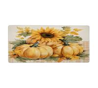 Large Keyboard Mouse Pad for Desk, Fall Pumpkins Autumn Thanksgiving Sunflowers Harvest Stitched Edges Mouse Mat Desk Pad 35.5 x 16 in Mouse Pads for Computer Laptop Office Decor