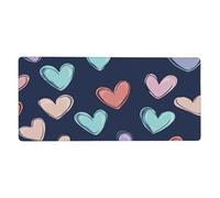 Large Keyboard Mouse Pad for Desk, Love Hearts Stitched Edges Mouse Mat Desk Pad 35.5 x 16 in Mouse Pads for Computer Laptop Office Decor