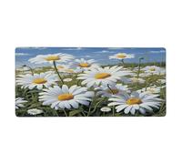 Large Keyboard Mouse Pad for Desk, Wild Flower Farmhouse Plant Country Nature Botanical Stitched Edges Mouse Mat Desk Pad 35.5 x 16 in Mouse Pads for Computer Laptop Office Decor