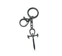 LARGE KEYRING - Black Plated. Split Ring And Trigger Clasp. Key Ring. Gothic, Fantasy, Horror, Mystical, Emo. Vampire Ankh Cross