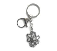 LARGE KEYRING - Kracken - Antique Silver Plated. Split Ring And Trigger Clasp. Key Ring. Gothic, Fantasy, Horror, Mystical, Emo. Octopus With Skull