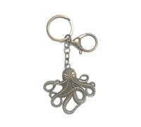 LARGE KEYRING - Octopus - Antique Bronze Plated. Split Ring And Trigger Clasp. Key Ring. Bronze Octopus
