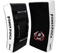 Large Kick Shield Curved & Straight Pad | Shock Absorbing Gel Foam Shield For Martial Arts Training, UFC, MMA, Kickboxing and Karate | Heavy Duty PU Outer Cover (Curved, Black/White)
