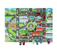 Large Kids Carpet Playmat Rug, Kids Toy Activity Playmat, Non-Slip Road Map Kids Rug, Parking Map Road Traffic Play English Version Toddler Boys Bedroom Rug for Play Area Playroom Living Ro