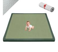Large Kids Crawling Play Mat 2cm Soft Padded Play Mat Green 90x160cm | Thick Memory Foam Mat Non Slip, for Children Toddlers Babies, Tummy Time Training Early Walking Playpen Mat, Vacuum Friendly