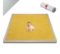 Large Kids Crawling Play Mat 2cm Soft Padded Play Mat Yellow 160x160cm | Thick Memory Foam Mat Non Slip, for Children Toddlers Babies, Tummy Time Training Early Walking Playpen Mat, Vacuum Friendly