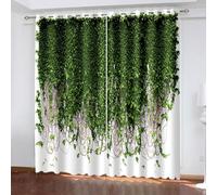 Large Kitchen Curtains, Curtain Farmhouse Green Leaf and Vine Pattern Polyester 2 Panels 120x84inch