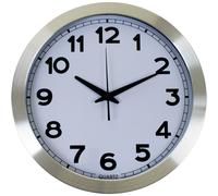 Large Kitchen Home Wall Clock Brushed Metal Aluminium 33cm