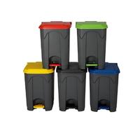 Large Kitchen Recycling Bin 45L - Tall Plastic Indoor Rubbish Waste & Recycle Bin with Lid - Heavy Duty Home Office Dustbin Waste Container - Fits Standard Bin Bags - Easy Clean & Durable (45L, Blue)